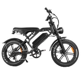 WHOSU Electric Bike for Adults Ebike 1500W/48V/18Ah Tank 20" Fat Tire Electric Bicycles Up to 30MPH & 68 Miles with Retro Motorcycle Design Removable