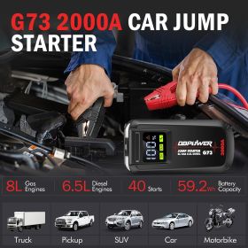 DBPOWER Jump Starter 2000A Peak Portable Car Jump Starter for Up to 8.0L Gas and 6.5L Diesel Engines