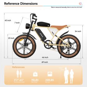 Electric Bike 20" x 4.0 Electric Bike for Adults with 750W Brushless Motor, 48V 34Ah Removable Dual Battery, Extra Long Cruising Range