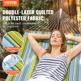 VEVOR Double Quilted Fabric Hammock with Hardwood Spreader Bar Detachable Pillow