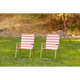 New Standard Folding Camp/Lawn Chair (2 Pack) RED/WHITE