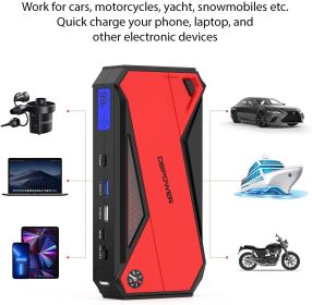 DBPOWER Car Jump Starter, 1600A Peak 18000mAh Portable Power Pack for Up to 7.2L Gas and 5.5L Diesel Engines