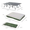 Outsunny 2-Person Folding Camping Cot Portable Outdoor Bed Set with Sleeping Bag, Inflatable Air Mattress, Comfort Pillows and Carry Bag