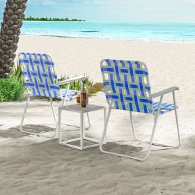 2 Pieces Folding Beach Chair Camping Lawn Webbing Chair