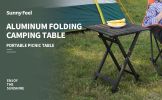 SUNNYFEEL Folding Camping Table - Lightweight Aluminum Portable Picnic Table, 18.5x18.5x24.5 Inch for Cooking, Beach, Hiking, Travel, Fishing, BBQ