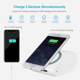 Qi Wireless Charger 10400mAh Power Bank 5W Wireless Charger Pad 2.1A USB Charge Port Portable Battery Charger