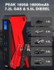 DBPOWER Peak 1600A 18000mAh Portable Car Jump Starter( up to 7.2 Gas;  5.5L Diesel Engines) Battery Booster with Smart Charging Port;  LCD Display;  I