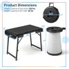 3 Pieces Folding Camping Table Stool Set with 2 Retractable LED Stools