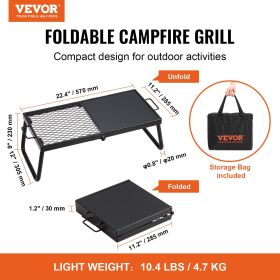 VEVOR Folding Campfire Grill, Heavy Duty Steel Mesh Grate, 22.4" Portable Camping Grates Over Fire Pit