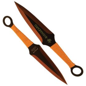 2 Piece Throwing Knife BioHazard Gold