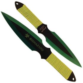 2 Piece Throwing Knife BioHazard Green