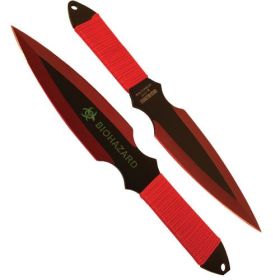 2 Piece Throwing Knife BioHazard Red