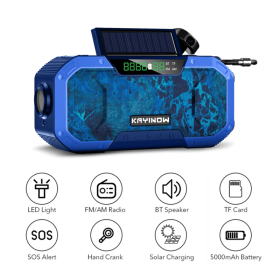 Solar Radio Hand Crank Emergency Flashlight Reading Light AM FM NOAA Phone Charger SOS Alarming Outdoor Survival Power Bank (Color: DF-5802, Ships From: China)