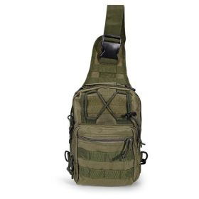 Unisex Sling Shoulder Bag Molle Outdoor Daypack Backpack with Adjustable Strap (Color: Green)