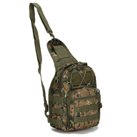 Unisex Sling Shoulder Bag Molle Outdoor Daypack Backpack with Adjustable Strap (Color: BDU)