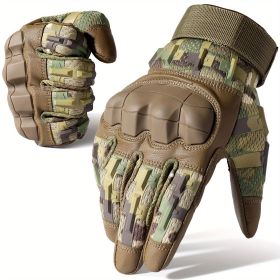 Tactical Gloves for Men - Touch Screen, Non-Slip, Full Finger Protection for Shooting, Airsoft, Military, Paintball, Motorcycle, Cycling, Hunting (Color: Camouflage, size: XL)