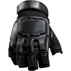 Military Airsoft Gloves Army Tactical Shooting Gloves Combat Men Outdoor Hiking Riding Anti-Slip Half / Full Finger Gloves (Color: Half Finger Black, size: XL)