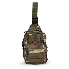 Unisex Sling Shoulder Bag Molle Outdoor Daypack Backpack with Adjustable Strap (Color: camo)