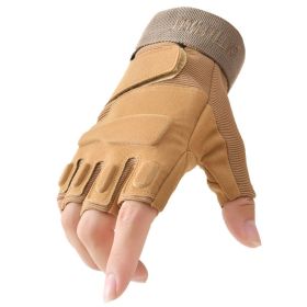 Outdoor Tactical Gloves Airsoft Sport Gloves Half Finger Military Men Women Combat Shooting Hunting Fitness Fingerless Gloves (Gloves Size: M, Color: Khaki)