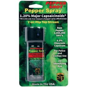 Pepper Shot 1.2% MC 2 oz pepper spray (Options: stream flip top)