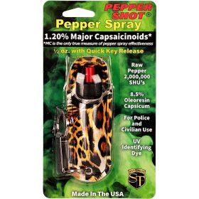 Pepper Shot 1.2% MC 1/2 oz Halo Holster (Options: Leopard Black/Orange)