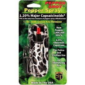 Pepper Shot 1.2% MC 1/2 oz Halo Holster (Options: Leopard Black/White)