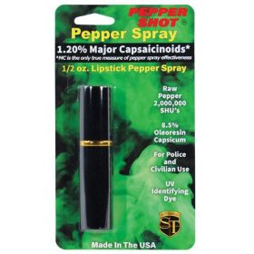 Pepper Shot 1.2% MC 1/2 oz lipstick pepper spray (Options: Black)