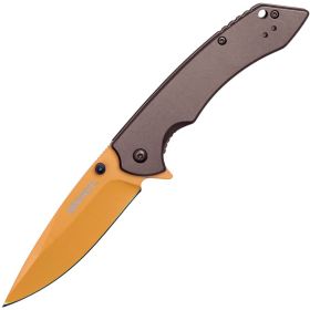 Assisted Open Folding Pocket Knife (Options: Grey handle and Orange Blade)