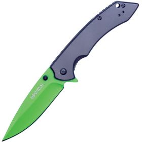 Assisted Open Folding Pocket Knife (Options: Grey handle and Green Blade)