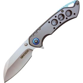 Assisted Open Folding Pocket Knife (Options: Grey Handle w/ Blue Accents)