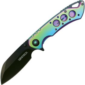 Assisted Open Folding Pocket Knife (Options: Rainbow Handle w/ Black Accents)