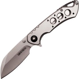 Assisted Open Folding Pocket Knife (Options: Silver Handle w/ Black Accents)