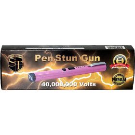 40,000,000 Volts Pen Stun Gun with battery meter and pocket clip (Options: Pink)