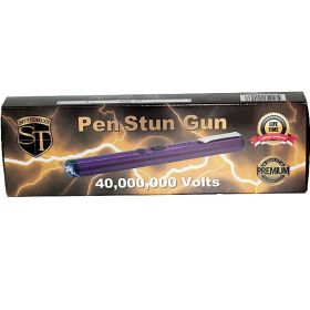 40,000,000 Volts Pen Stun Gun with battery meter and pocket clip (Options: Purple)