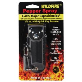 Wildfire 1.4% MC 1/2 oz pepper spray leatherette holster and quick release keychain (Options: Black)