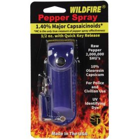 Wildfire 1.4% MC 1/2 oz pepper spray leatherette holster and quick release keychain (Options: Blue)