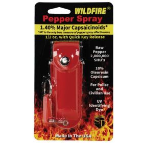 Wildfire 1.4% MC 1/2 oz pepper spray leatherette holster and quick release keychain (Options: Red)